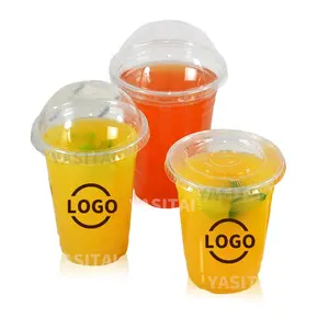 Plastic Cup 12 Oz Disposable Cups Plastic Pp Ps Pet Cup With Dome Flat Lid Cover Supplier Logo Color