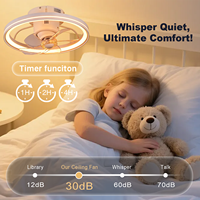 Ventilateur de plafond en acrylique et métal de 19 pouces avec lumière, fonction oscillante, moteur DC intelligent pour la circulation de l'air, personnalisable OEM