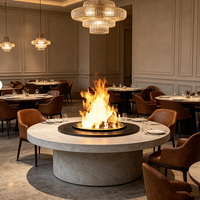 Cheminée à vapeur d'eau ronde de luxe, flamme 3D à 360 degrés, contrôle intelligent par application Wifi pour la décoration de hall d'hôtel, villa