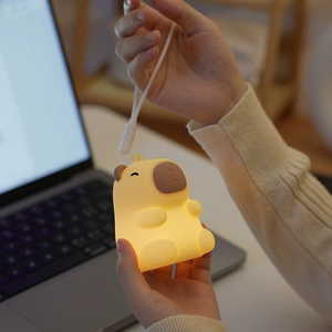 Mini Cute Capybara <b>LED</b> Silicone Night <b>Light</b> colorful RGB <b>usb</b> rechargeable bedroom lamp for Kids Room with pendant - Product Image 4