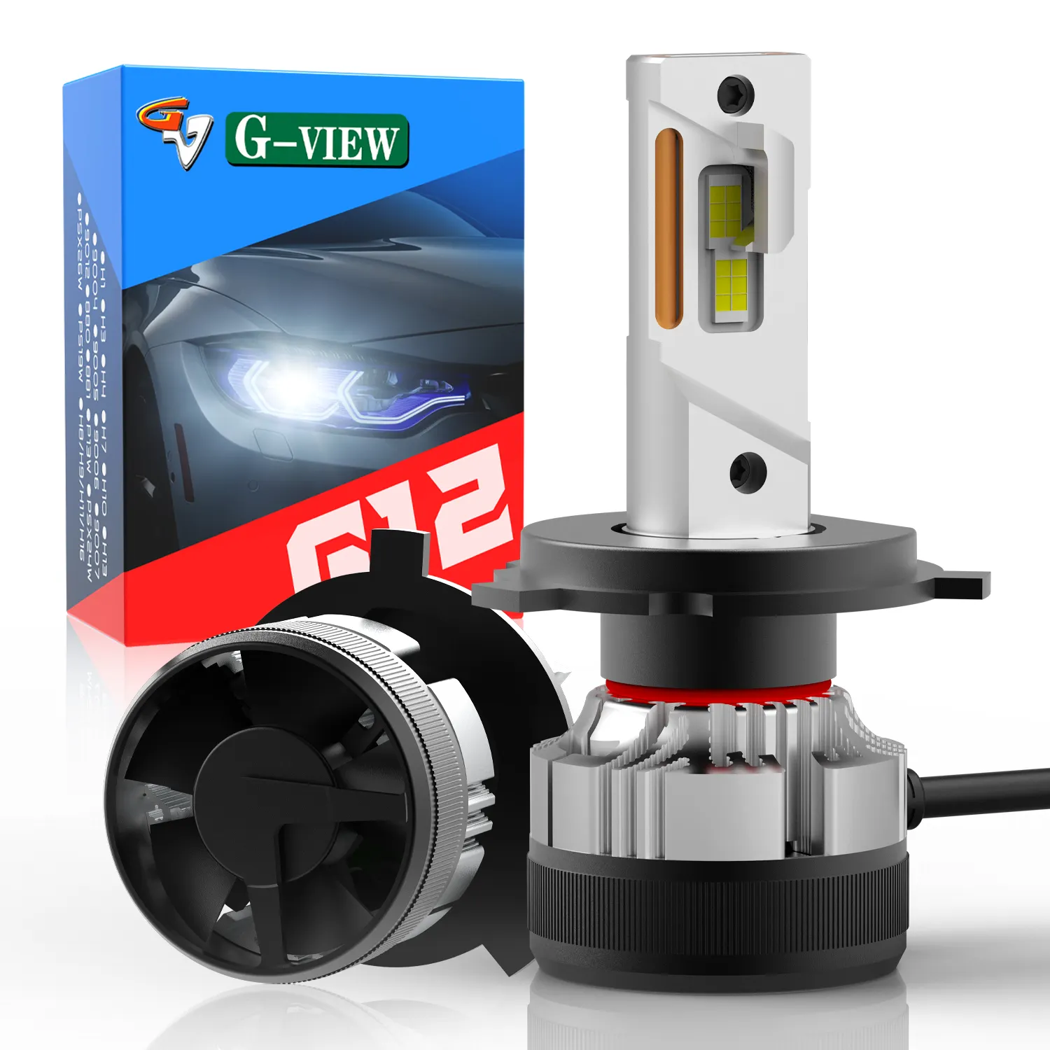 Gview OEM ODM G12 55 watts high lumens 12V 18V 20000 lumens auto H4 led headlights car led bulbs for car accessories