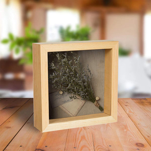 Boîte d'ombre personnalisée 8*8 Vitrine Cadre photo avec dos en lin Souvenirs Bouquet Médailles Photos Boîte à souvenirs - Product Image 6