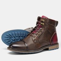 Sepatu Boots Kulit Gaya Baru Musim Gugur Model Baru Retro Kulit Ukuran Besar Sepatu Boots Pria