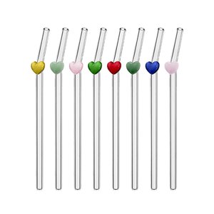 Eco-friendly Multi-Color Butterfly Flower Printed Smooth Wavy Glass <strong>Straw</strong> for Smoothies <strong>Milkshakes</strong> Twisted Bar Accessories - Product Image 1