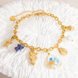 Fashion Charm <b>Bracelet</b> Zinc Alloy Gold Plated <b>Shell</b> Pendant Women's Jewelry Gift - Product Image 2