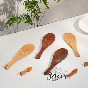 Eco-friendly Durable <strong>Wooden</strong> Fish Shape Bamboo/Wood Spoon Natural Rice Spatula Serving Spoons for Tea Coffee Honey Eating Mixing - Product Image 2
