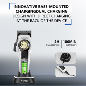 Tondeuse à <span class=keywords><strong>cheveux</strong></span> de luxe KEMEI Km-2374 avec lame DLC réglable, moteur Maglev 8800 tr/min, batterie 3000 mAh, station de charge USB, tondeuse de barbier, vente en gros CE - Product Image 6