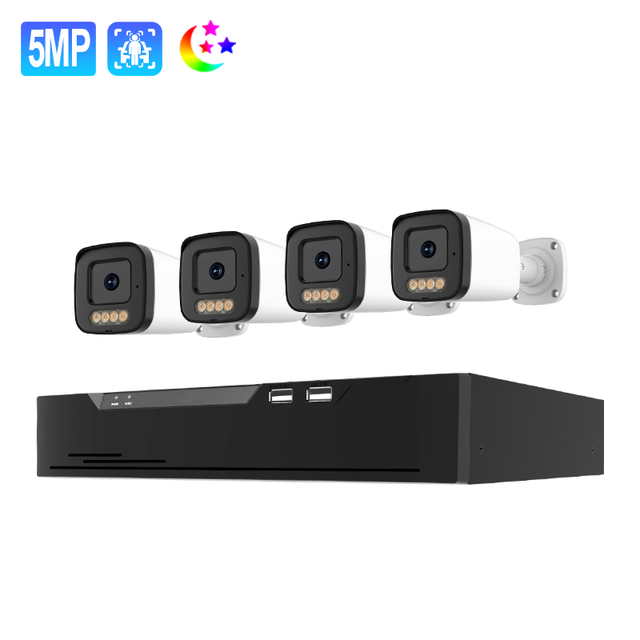 8CH Security Camera System Kit 4K NVR Kit 5MP POE Camera Dual Light AI Human Vehicle Detection 7/24 Recording CCTV Camera System