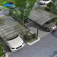 Abri de voiture en aluminium gris sur mesure, résistant au vent fort, nouveau style, toit en polycarbonate, pour 2 voitures