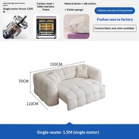 Sofá Cama Eléctrico Individual de Algodón, Retráctil, Estilo Nórdico Simple y Moderno, Tela de Lana de Cordero Blanca, para Apartamentos Pequeños