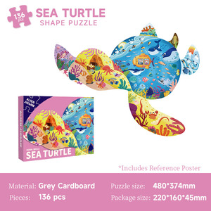 Rompecabezas de 136 Piezas con Forma de Tortuga Marina, Color Personalizado, Dibujos Animados, Juguete Educativo para Niños en Caja de Regalo con Póster de Referencia - Product Image 6