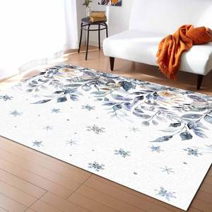 <b>Christmas</b> Floral Snowflake Non-Slip Carpet Eucalyptus Leaves <b>Rugs</b> for Bedroom Living Room 3D Hallway Winter Home Decor Stock - Product Image 1