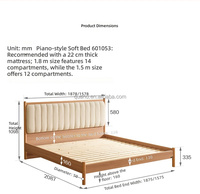 Cadre de lit en bois naturel 601053, style moderne avec tête de lit rembourrée, fabricant de meubles de chambre à coucher en gros