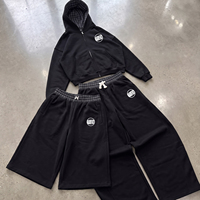 Ensemble sweat à capuche, capuche doublée à carreaux, pantalon et short amples 3-en-1, survêtement personnalisé avec logo, style streetwear