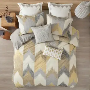 Queen-Size gemütliches Baumwoll-Beikleidungs-Set für alle Jahreszeiten leichte 3-teilige Bettwäsche enthält 2 passende gelbe Shams Full/Queen