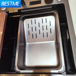 Évier de cuisine intelligent double carré en acier inoxydable - Design en cascade multifonctionnel, finition argentée moderne durable, amélioré - Product Image 5