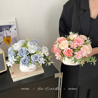 Bouquet de roses artificielles en soie pour mariage, décoration de la maison, fleurs décoratives