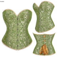 Corset amincissant vintage rose, bleu, marron, style steampunk, en dentelle, sans bretelles, avec baleines, non-tissé, écologique, pour femme grande taille