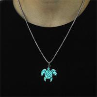 Colliers pendentifs tortue en alliage lumineux Europe et Amérique, créatifs, style Hip Hop, en acier inoxydable