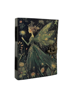 Carnet de notes en cuir fait main, Grimoire de lune féerique avec serrure, style vintage classique, 200 pages, papier à bords festonnés - Product Image 6