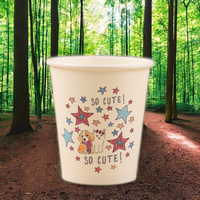 Gobelet en papier jetable imperméable à paroi simple, qualité alimentaire, motif ciel étoilé coloré, idéal pour fêtes et pique-niques, biodégradable