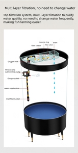 Aquarium cylindrique intelligent sur pied pour poissons rouges, avec filtration automatique et faible changement d'eau, en verre, pour salon - Product Image 6