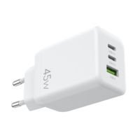 Chargeur USB C 45W 2C1A 3 ports PD à charge rapide, prise murale EU, adaptateur secteur GaN pour téléphone, tablette, ordinateur portable