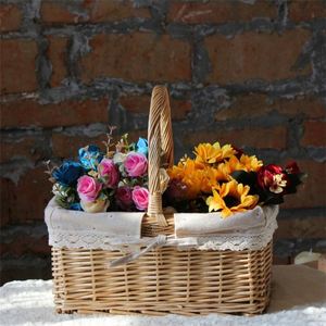 Panier en bois à roulettes pour pique-nique avec kit de corde, meilleur panier en osier pour le mur, paniers anciens de <span class=keywords><strong>Chine</strong></span>, tissu mignon, stock - Product Image 5