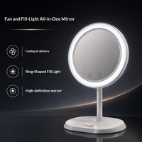 Miroir de maquillage de bureau LED intégré avec éclairage latéral haute définition, trois couleurs d'éclairage, plateau de rangement pliable