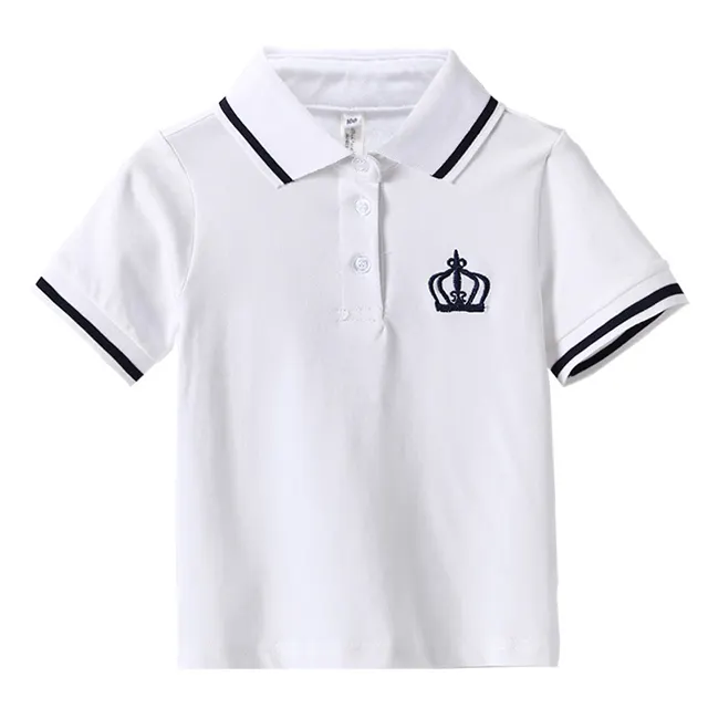 cotton summer kids school uniform short sleeve embroider logo polo t shirt