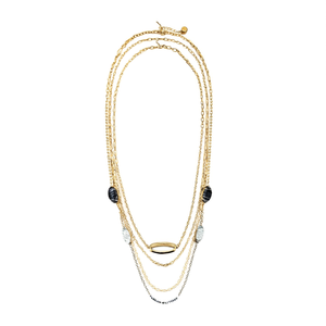 Colliers superposés tendance pour femmes Fashion SmileJoyas CL70060 plaqués or avec agate - Product Image 2