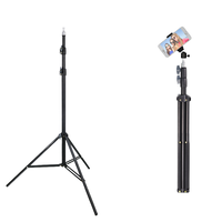 KALIOU E050 Anneau lumineux LED professionnel 2,1 m tout-en-un en alliage d'aluminium, trépied portable à 3 pieds avec niveau à bulle et fonction rotative