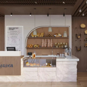 Ensemble de meubles de boulangerie sur mesure |   Comptoir de bar en bois et vitrine réfrigérée pour gâteaux - Product Image 1