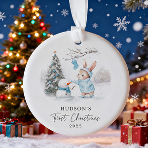 <span class=keywords><strong>Porte</strong></span>-clés personnalisé disques acryliques nom personnalisé Photo personnalisé bébé premier ornement de Noël ornements d'arbre de Noël - Product Image 1