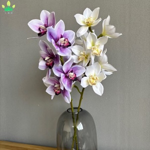 Branche <span class=keywords><strong>de</strong></span> <span class=keywords><strong>fleurs</strong></span> artificielles Cymbidium Hookerianum Real Touch Tropical Phalaenopsis Tiger Orchid Plant Bridal Wedding <span class=keywords><strong>Bouquet</strong></span> Decor - Product Image 3