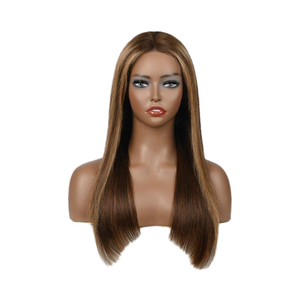 Wig rambut manusia asli HD <span class=keywords><strong>Ash</strong></span> Blonde Highlight dengan Lace Baby Hair, kepadatan 150%, rambut lurus alami Brazil, panjang 40 inci - Product Image 1