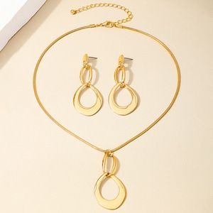 À la mode des femmes alliage goutte d'eau anneau gland Long pendentif dames collier boucles d'oreilles ensemble de bijoux - Product Image 6