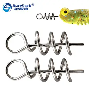 Fishing Lure Spring Lock Pin Twist Lock Hook Lure Connectors Soft Worm Lure Hooks Spring Pin Fixed Lock Needle