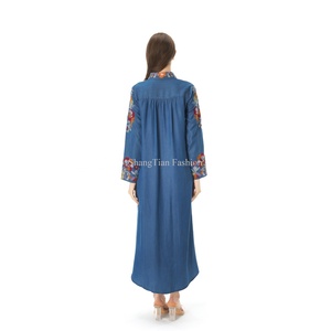 Robe d'été décontractée en coton et rayonne pour femme, col en V, broderie, taille naturelle, style plage, collection Europe - Product Image 3