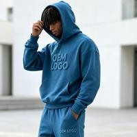 Sweatshirt Ukuran Besar Warna dan Logo Sesuai Pesanan, Hoodie Pria Warna Solid dengan Cetakan Timbul