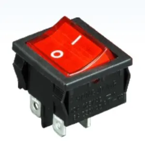 HONGJU MR-4-210-C5L-BR 250VAC On Off 4 Terminals Dpst Rocker Switch With 220V Red Neon Light