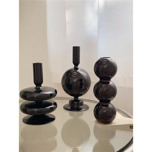 Candelabro de cristal negro, adorno de forma irregular, resistente al calor, duradero, decoración del hogar, regalo para sala de estar, uso en escritorio - Product Image 1