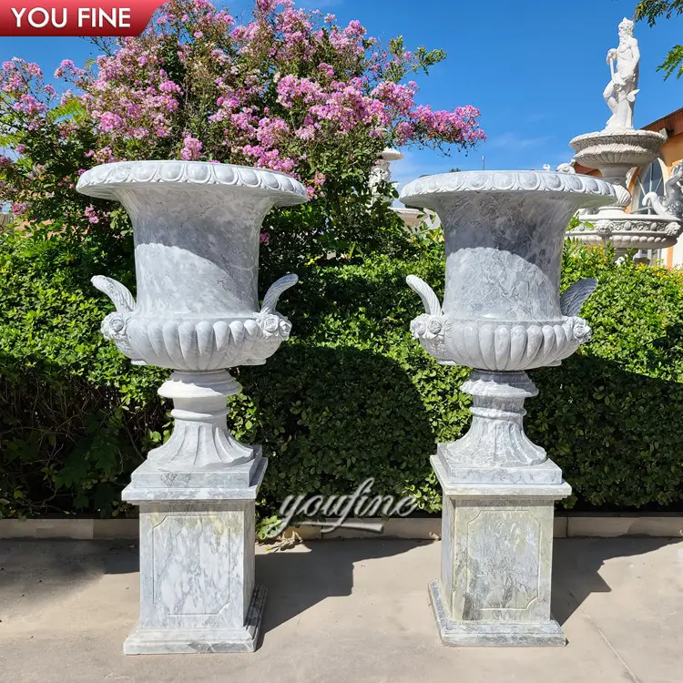 Pot Bunga Marmer Dekoratif Taman Luar Ruangan, Pot Bunga Batu Alami untuk Dijual