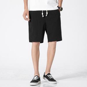 Short décontracté d'été pour homme, grande taille, couleur unie, en tissu de laine, coupe décontractée, avec cordon de serrage, logo frontal, imprimé tie-dye - Product Image 3