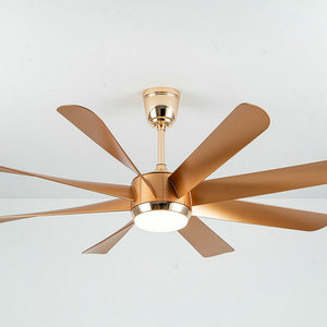 Ventilateur de plafond doré de 60 pouces avec lumière, 8 pales, style industriel moderne, luminaire multi-vitesses pour grand salon - Product Image 3