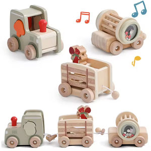 Train en bois bébé éducation précoce multi-fonction Train bébé ramper forme cognitif roulement tambour voiture jouet ensemble cadeau pour tout-petit - Product Image 1