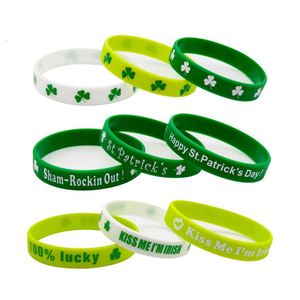 Pulsera de Goma para el Día de San Patricio, Pulsera de Silicona con Trébol de la Suerte Verde, Decoración para Fiestas Irlandesas, Regalo - Product Image 1