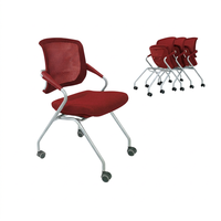 Chaise de formation de bureau contemporaine et pliable en maille avec roulettes pour salle de conférence universitaire