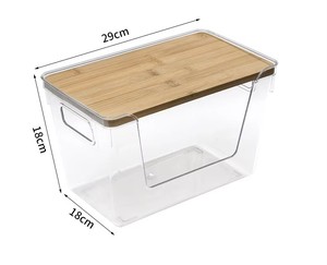 Contenedores de almacenamiento de plástico rectangulares transparentes modernos, tapas frontales abiertas, organización de cocina apilable, inyección de basura segura para alimentos, PP - Product Image 2