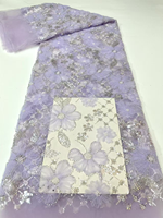 Tissu en dentelle française brodée de sequins et de perles NI.AI, tissu en dentelle de luxe perlé pour robes de mariée